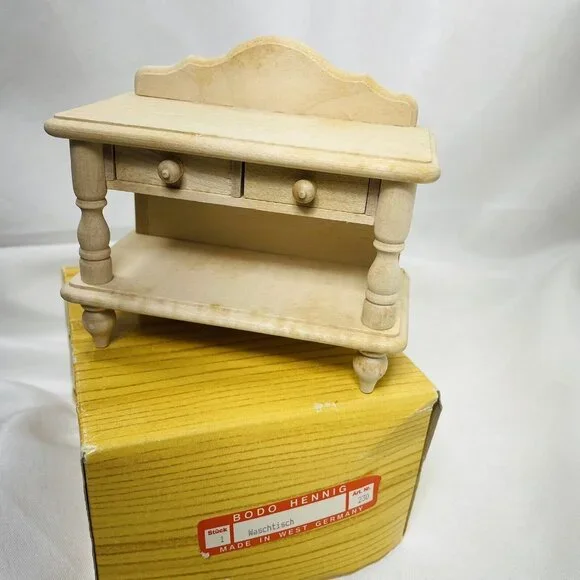 Bodo Hennig Dollhouse Waschtisch Wood Side Table With Drawers 230 Germany In Box - Picture 1 of 10